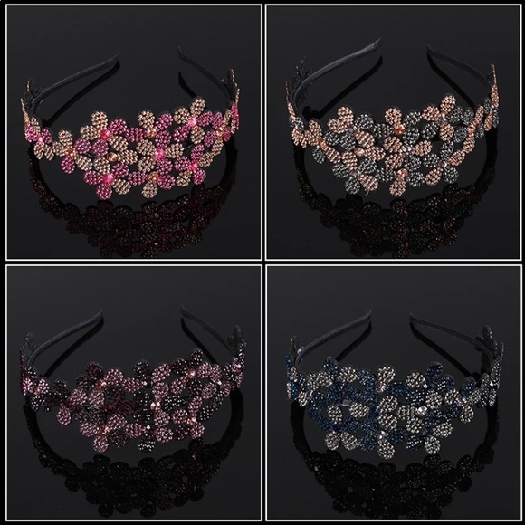 ❤️TRULY UNIQUE BLUE AND GREY CRYSTAL AND RHINESTONE HAIR BAND❤️$15 EACH OR 2/$25 - Picture 3 of 5